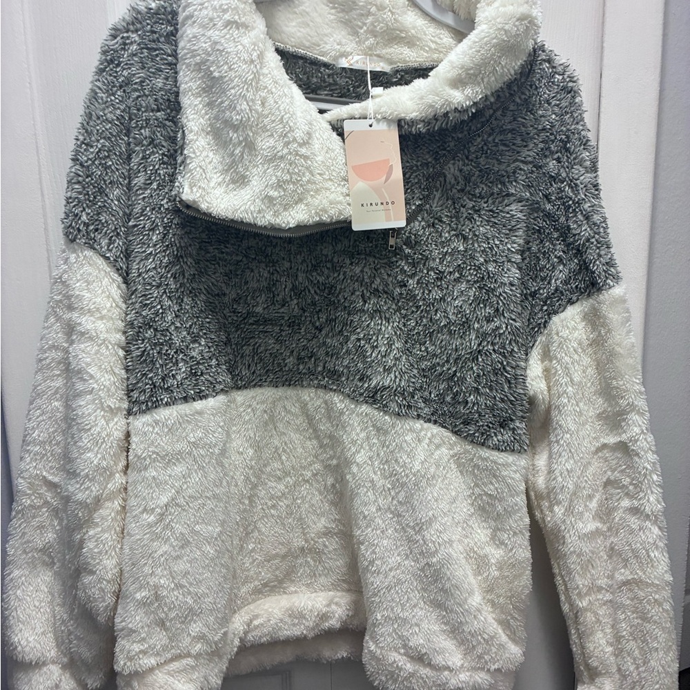 Elegant Two-Tone Cowl Neck Sweater
